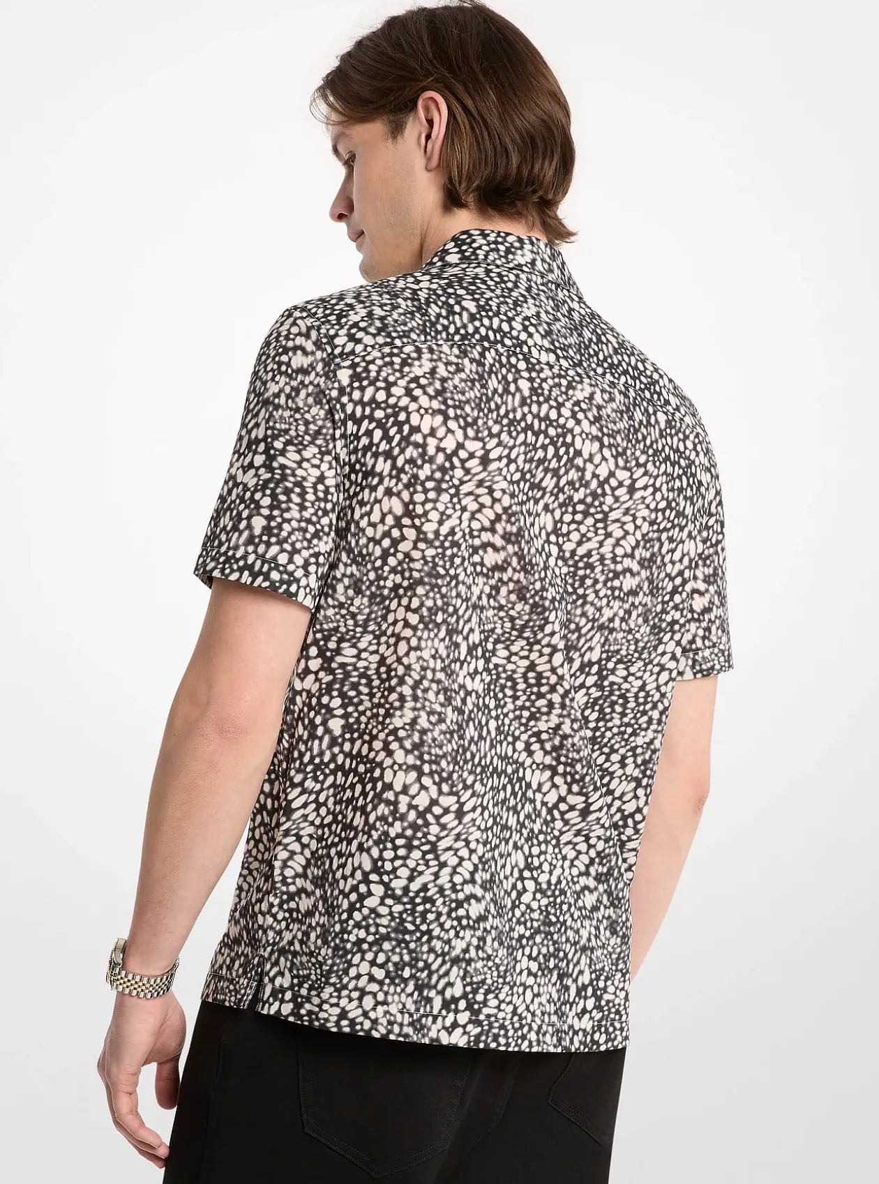 Chemise en coton imprimé à col cubain
