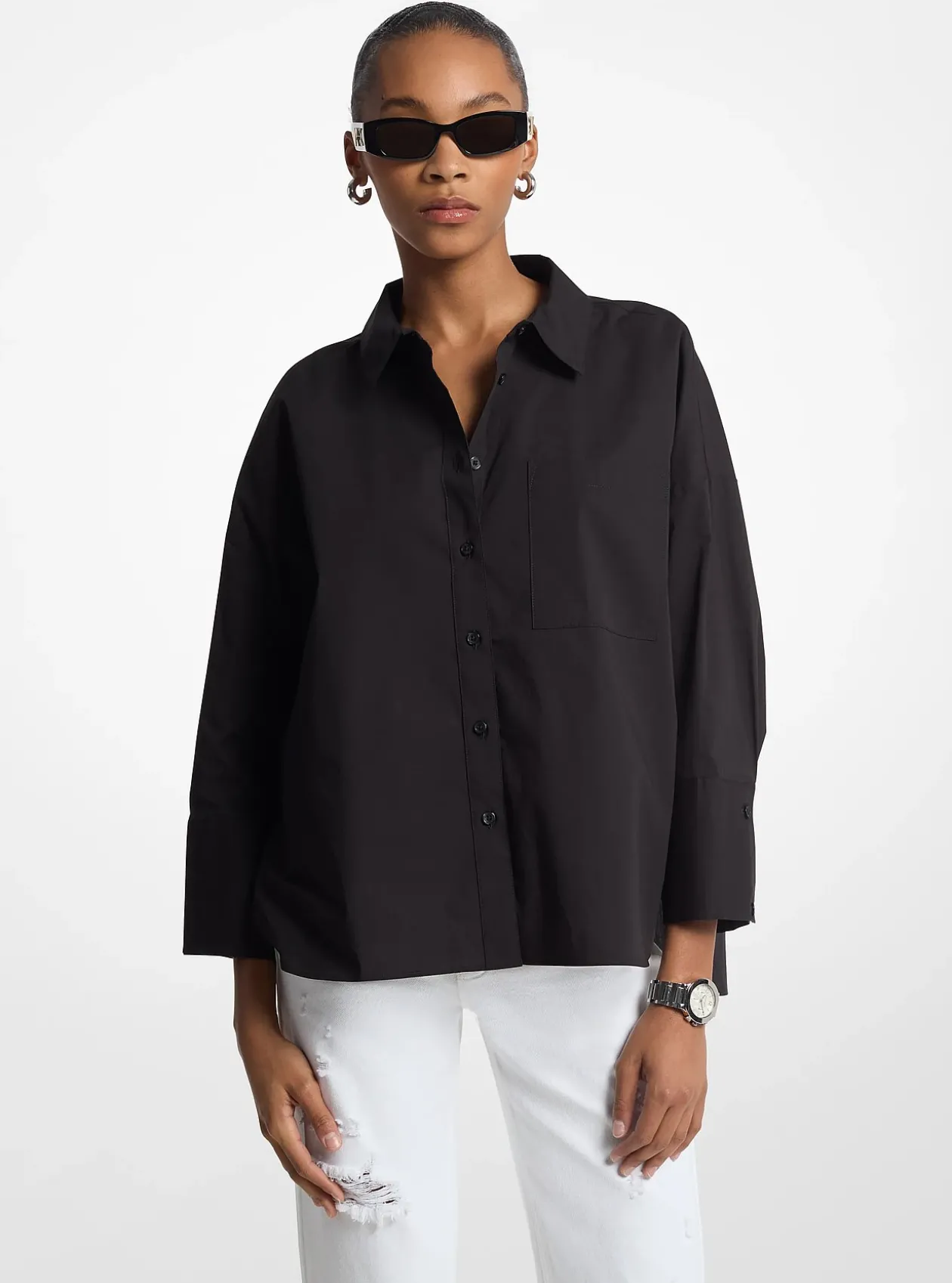 Chemise en popeline de coton extensible