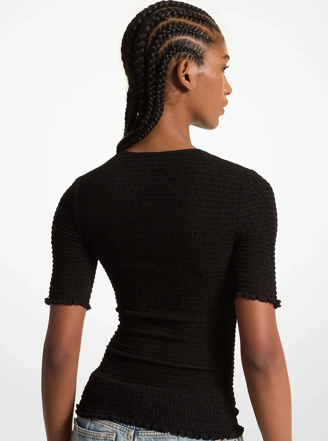 Chemise smockée en crêpe georgette
