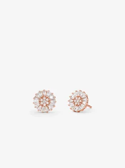 Clous d'oreilles en argent sterling plaqué en métal précieux à pierres pavées
