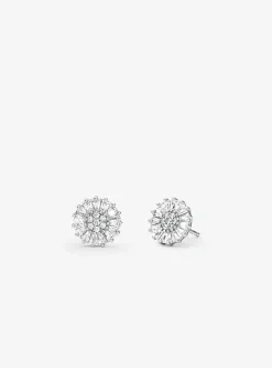 Clous d'oreilles en argent sterling plaqué en métal précieux à pierres pavées