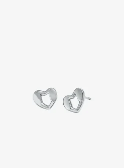 Clous d’oreilles en forme de cœur en argent sterling plaqué en métal précieux