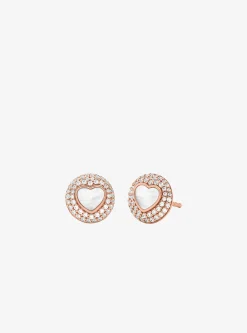 Coffret cadeau de bijoux en forme de cœur en nacre, plaqués en métal précieux et à pierres pavées
