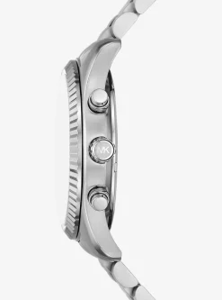 Coffret cadeau montre surdimensionnée Lexington argentée et porte-cartes en cuir effet crocodile en relief