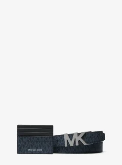 Coffret cadeau porte-cartes et ceinture avec logo Signature