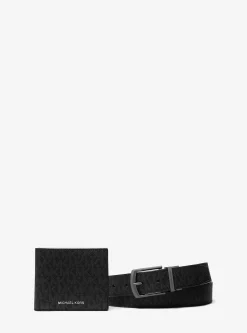 Coffret cadeau portefeuille et ceinture avec logo Signature