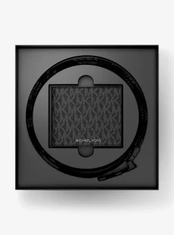 Coffret cadeau portefeuille et ceinture avec logo Signature