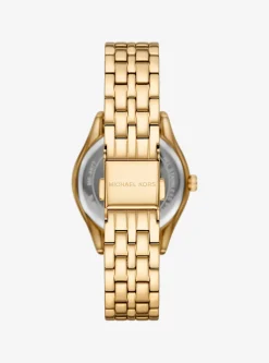 Coffret mini montre Harlowe dorée à pierres pavées et bijoux