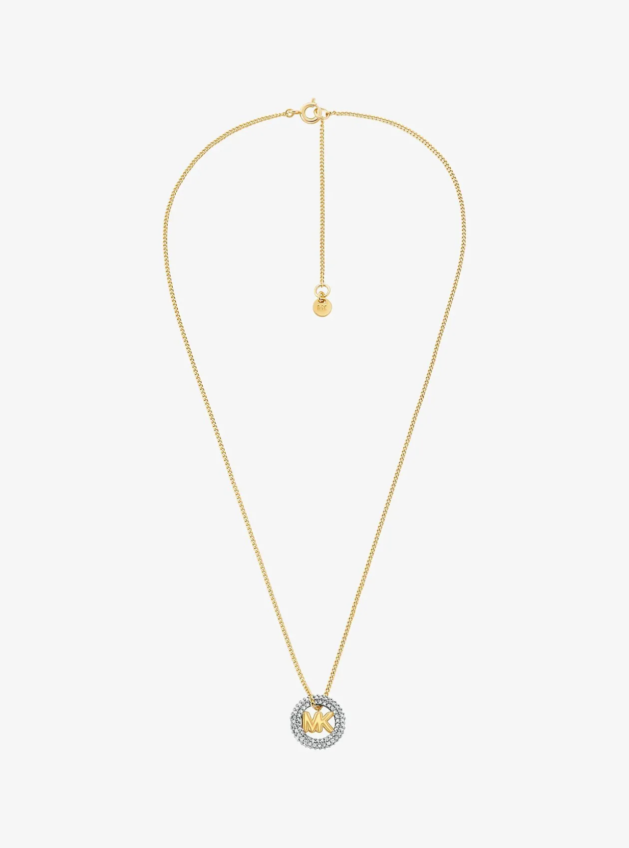 Collier bicolore à breloque pavé et logo