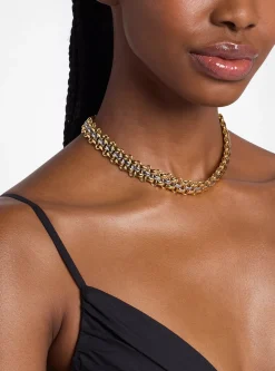 Collier bicolore à 3 rangs de maillons
