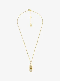 Collier en argent sterling plaqué en métal précieux à pierres pavées et logo Empire