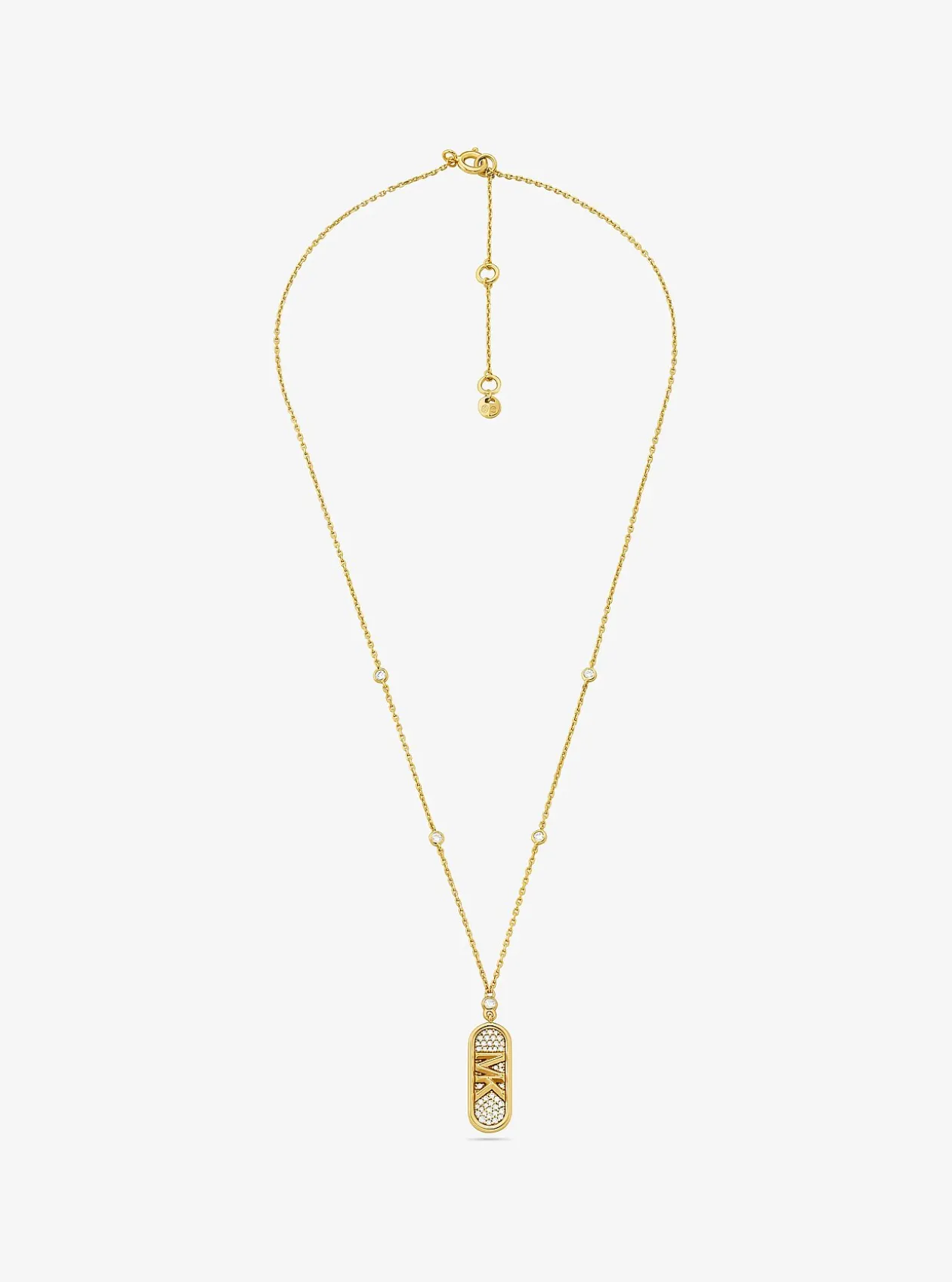 Collier en argent sterling plaqué en métal précieux à pierres pavées et logo Empire