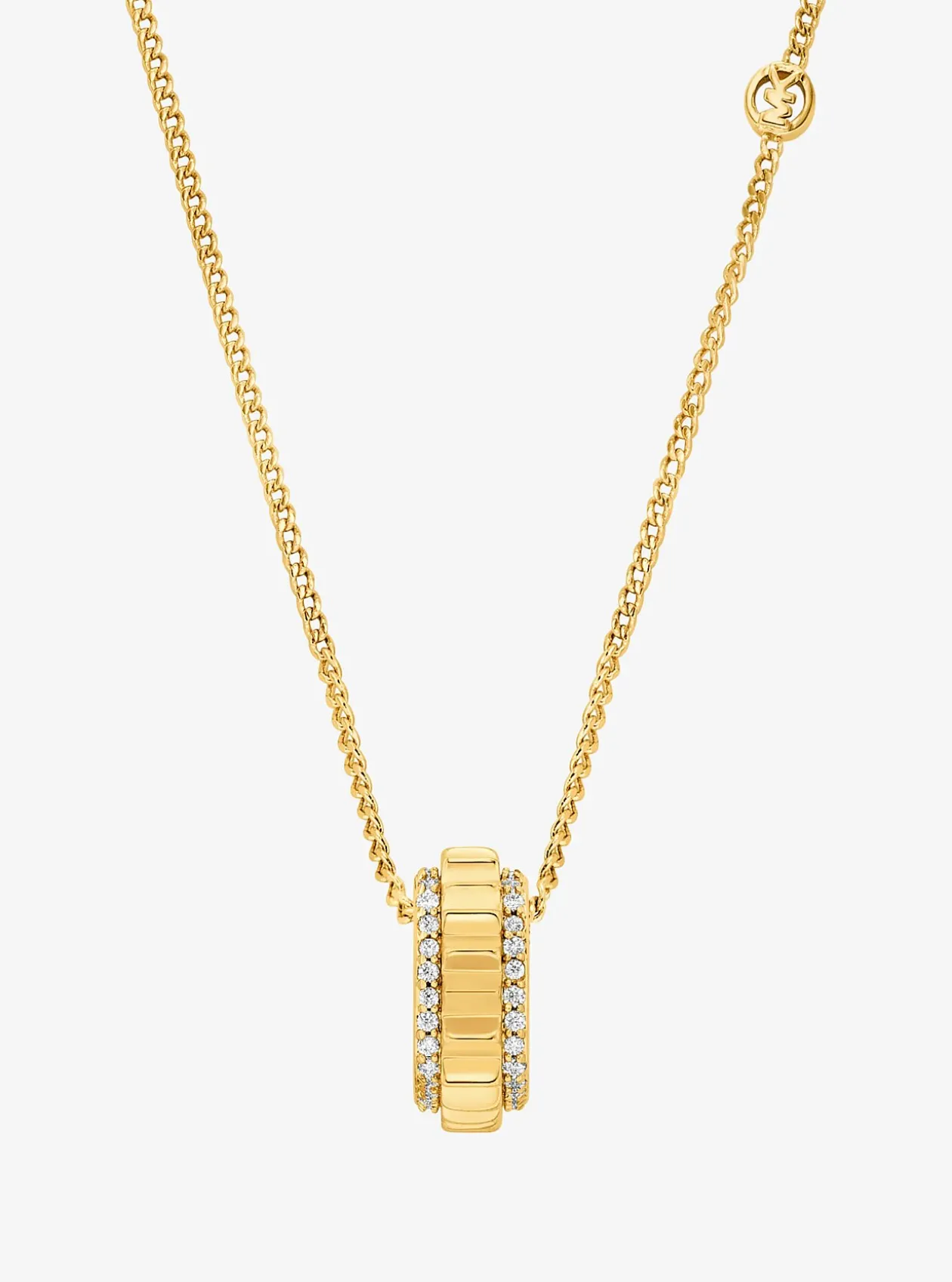Collier en laiton doré avec anneau à pierres pavées