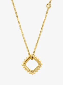 Collier en laiton doré avec anneau à pierres pavées