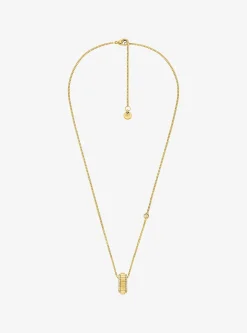 Collier en laiton doré avec anneau à pierres pavées