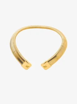 Collier tubogas ras-du-cou en laiton plaqué en métal précieux