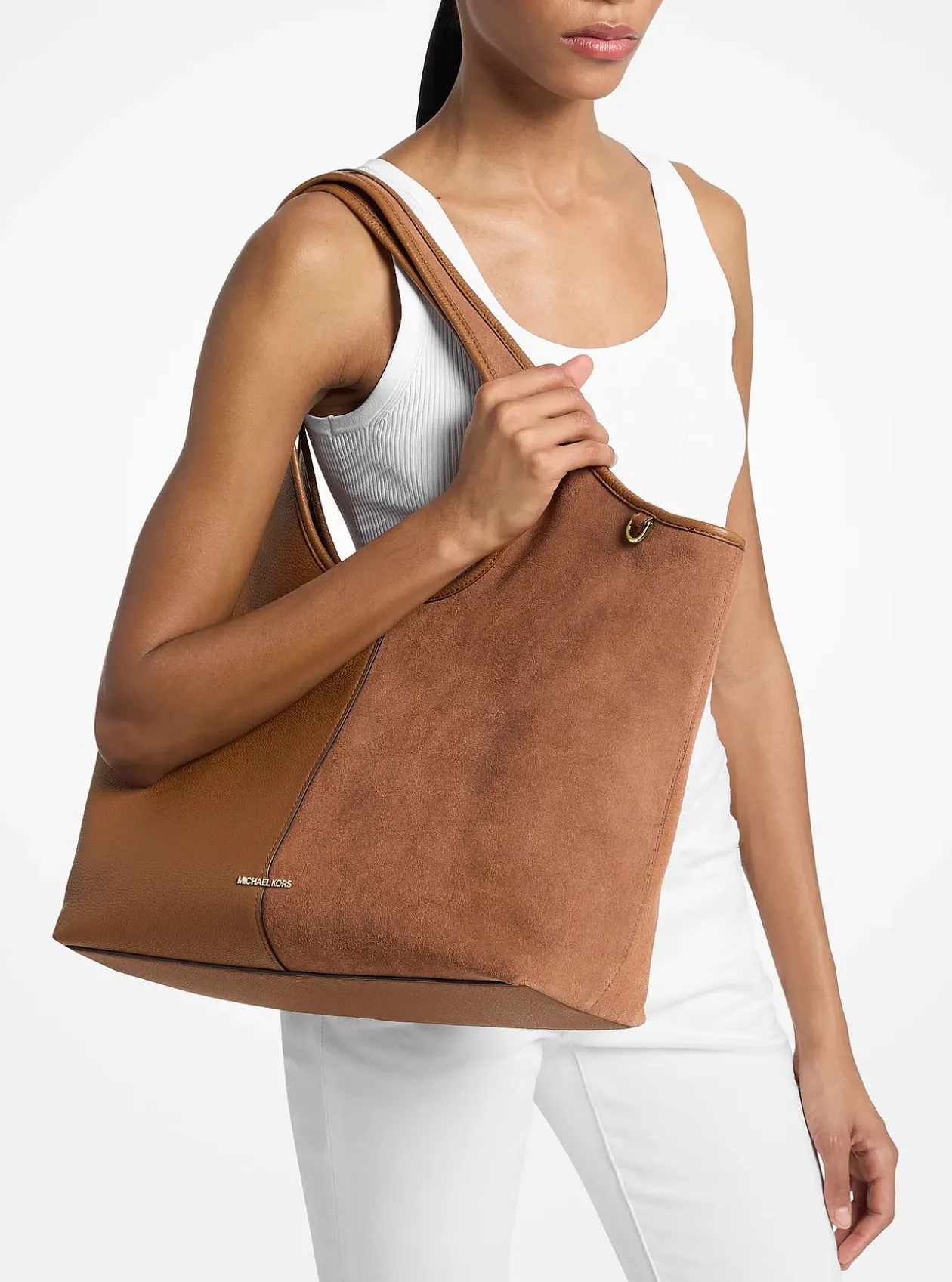 Grand cabas Henly en cuir et daim