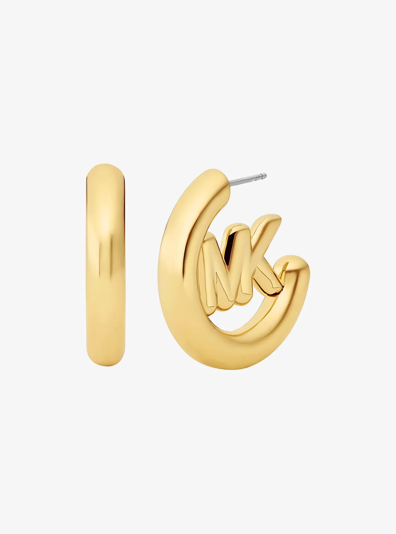 Grandes créoles à breloque logo