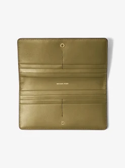 Grand portefeuille Bryant en cuir grainé avec bouton-pression sur le devant