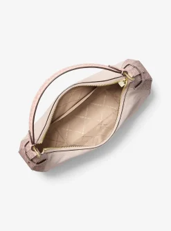 Grand sac à bandoulière croissant Preston en daim à logo