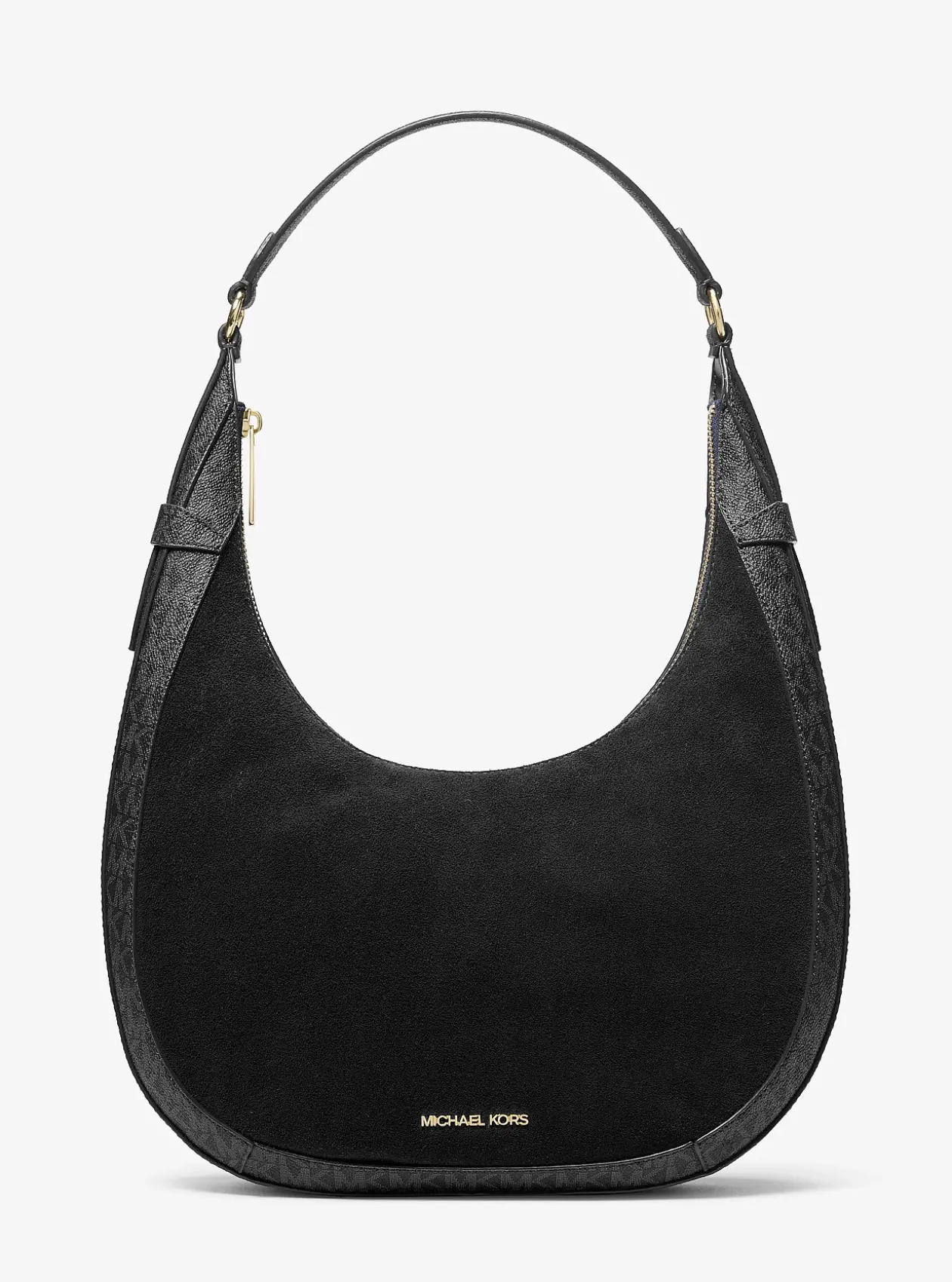 Grand sac à bandoulière croissant Preston en daim à logo
