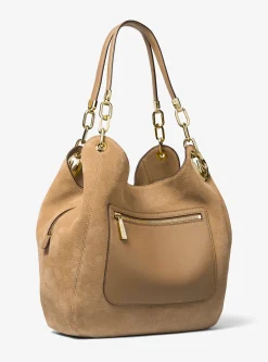 Grand sac porté épaule Lillie en daim