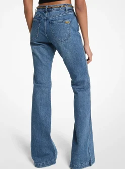 Jean évasé à ceinture en coton extensible