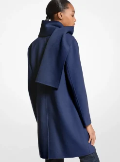 Manteau à écharpe en laine mélangée