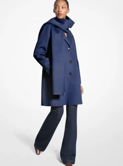 Manteau à écharpe en laine mélangée