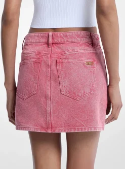 Mini-jupe en denim teint en pièce