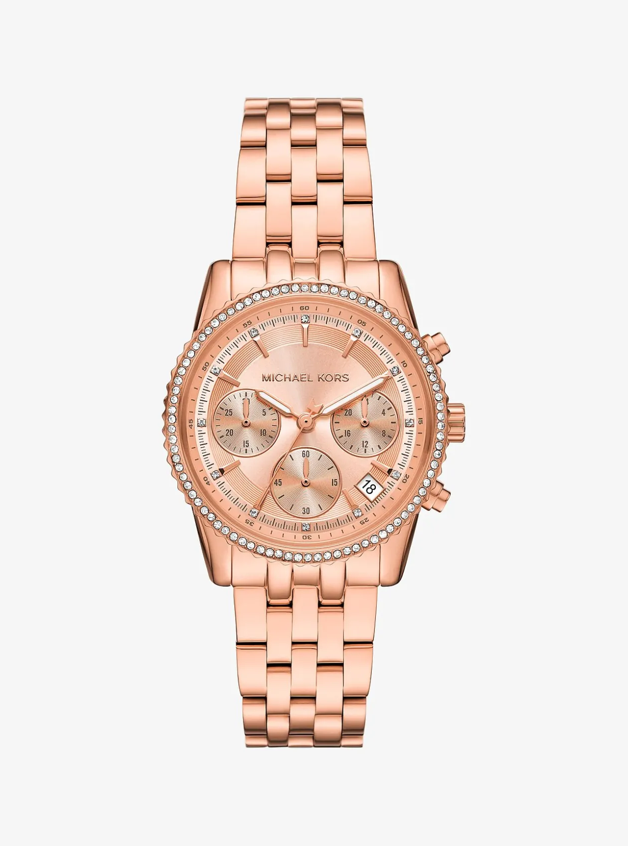 Mini montre Bryant ton or rose à pierres pavées