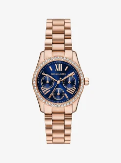 Mini montre Lexington ton or rose avec pierres pavées