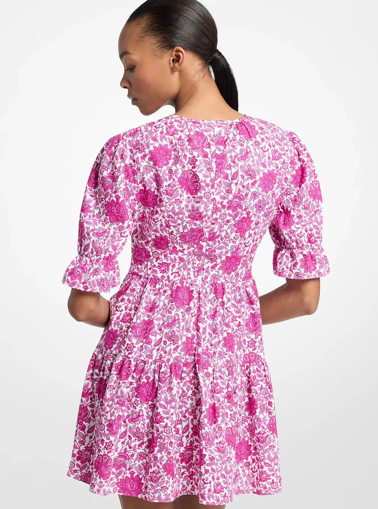 Mini-robe en mélange de lin à imprimé floral