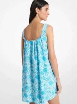 Mini-robe en popeline de coton à imprimé fleuri