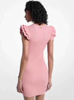 Mini-robe en viscose extensible à volants