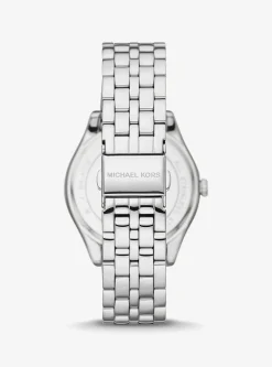 Montre Harlowe argentée à pierres pavées