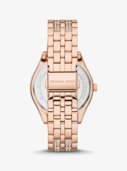 Montre Harlowe ton or rose à pierres pavées