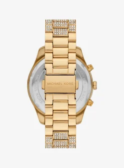Montre Lexington surdimensionnée dorée à pierres pavées