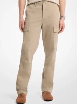 Pantalon cargo en sergé de coton extensible