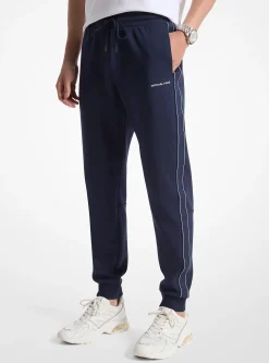 Pantalon de jogging en mélange de coton avec bande à logos