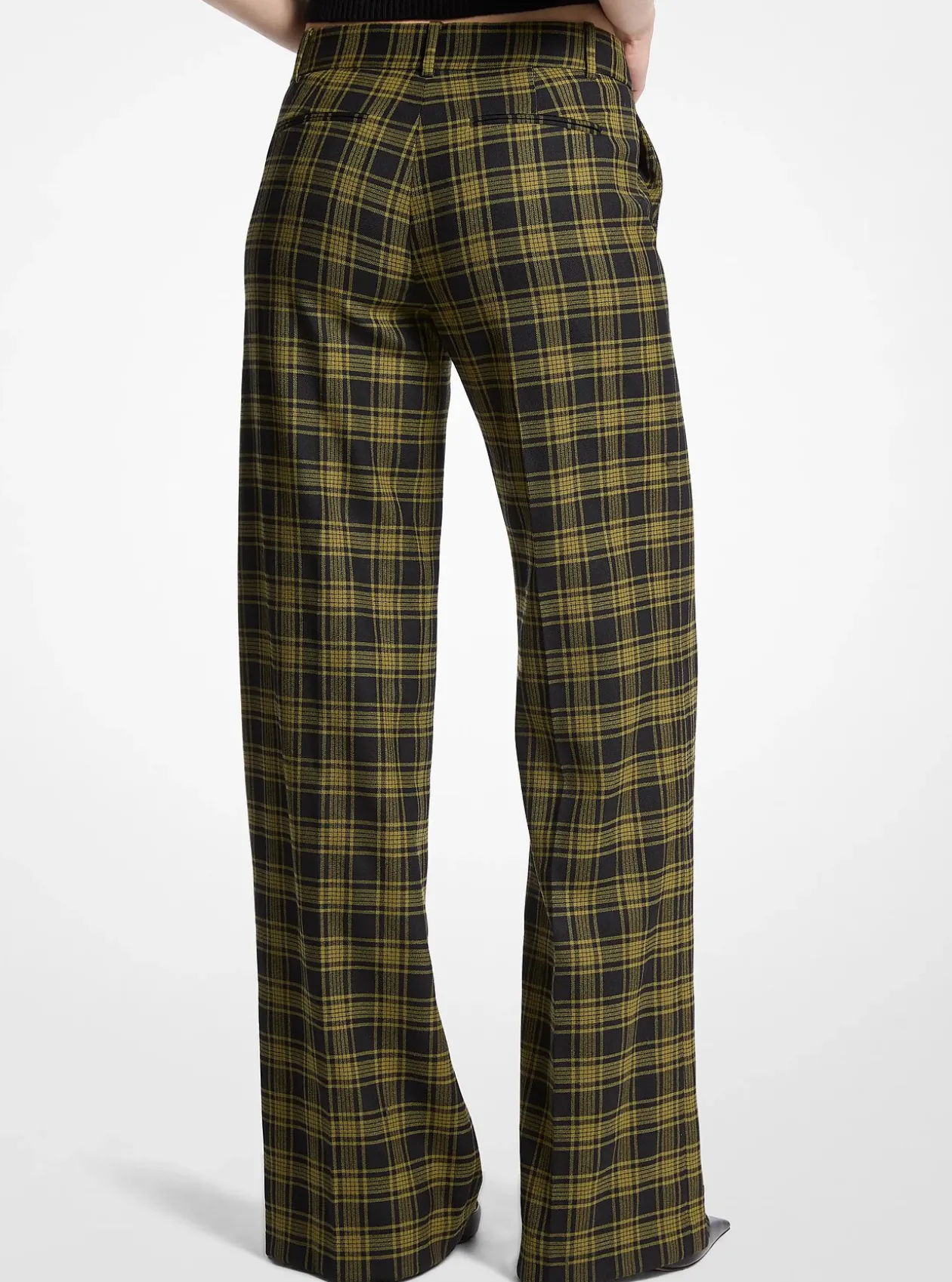 Pantalon en laine extensible à imprimé écossais