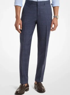 Pantalon en laine mélangée à carreaux prince-de-galles