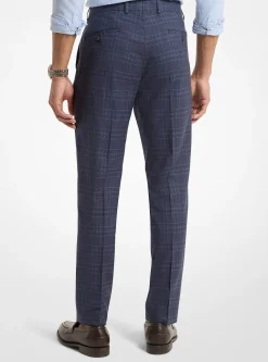 Pantalon en laine mélangée à carreaux prince-de-galles