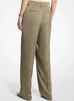 Pantalon à jambes larges en satin drapé