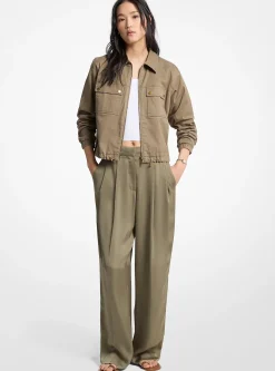Pantalon à jambes larges en satin drapé