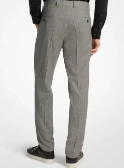 Pantalon slim en laine mélangée extensible à rayures