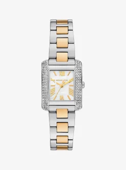 Petite montre Emery bicolore à pierres pavées