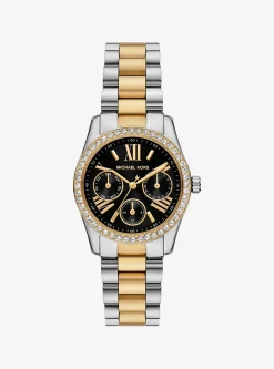Petite montre Lexington bicolore avec pierre pavées