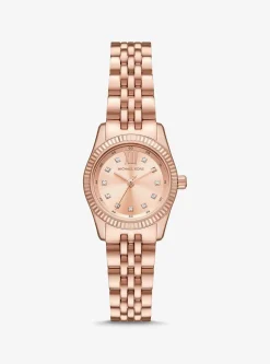 Petite montre Lexington ton or rose avec pierres pavées