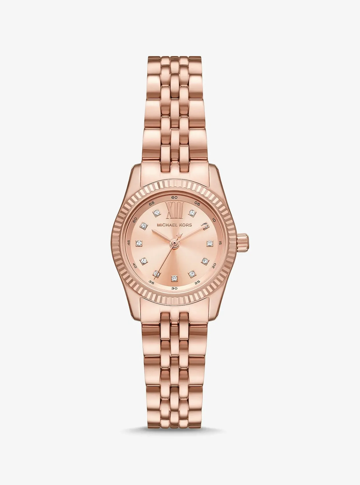 Petite montre Lexington ton or rose avec pierres pavées